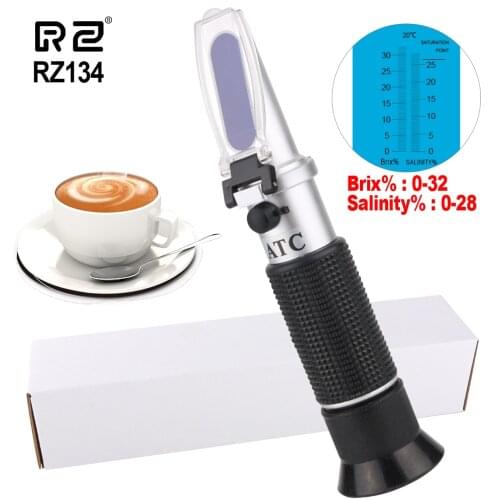 RZ Refractometer Sugar Water Meter Salinity Nacl Tester Saccharimeter Brix 0-32% Salinity 0-28% Hydrometer