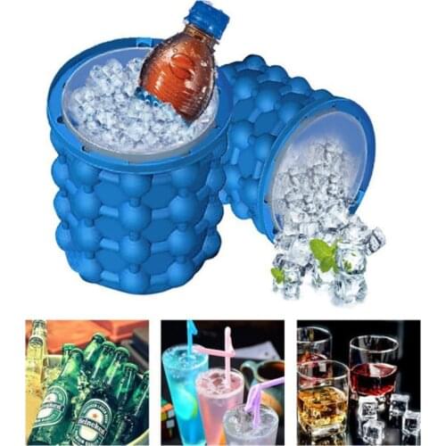 Silicone Ice Cube Maker Ice Cube Mold Tray Portable Bucket Wine Ice Cooler Beer Cabinet Kitchen Tools Drinking Whiskey Freeze