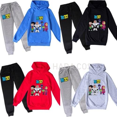 New Child Tracksuit Autumn Boy Clothing Sets Children Boys Girls Teen Titans GO Clothes Kids Hooded T-shirt Pants 2Pcs Suits