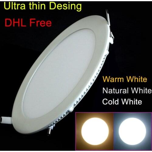 10pcs/lot Ultra thin 9W/12W/15W/25W led panel light AC85-265V Warm/Natural/Cold White LED Downlight Recessed light With Adapter