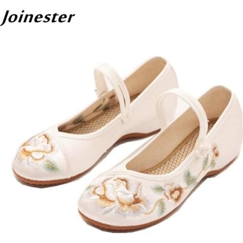 Satin Embroidered Women Summer Mary Jane Pumps Ethnic Dress Shoes for Ladies Vintage Sandals босоножки женские zapatos de mujer