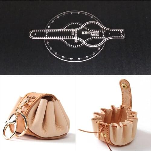 1 Set Women Leather Craft Acrylic Kraft paper Bag Car Key Ring Coin storage Bag Stencil Template Diy Leather craft tools 7x7x1cm