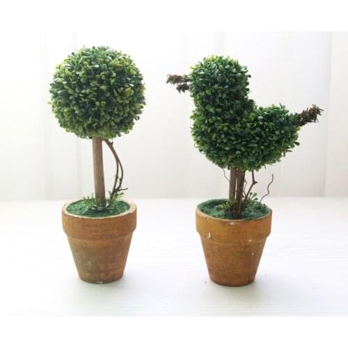 1Pc Heart Star Round Potted Artificial Plant Bonsai Small Tree Pot Plants Bonsai Plant Ornament Home Garden Wedding Party Decor