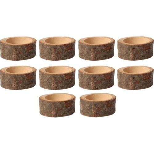 10Pcs Creative Candleholder Candlestick Ornament Wooden Candleholde (Coffee)