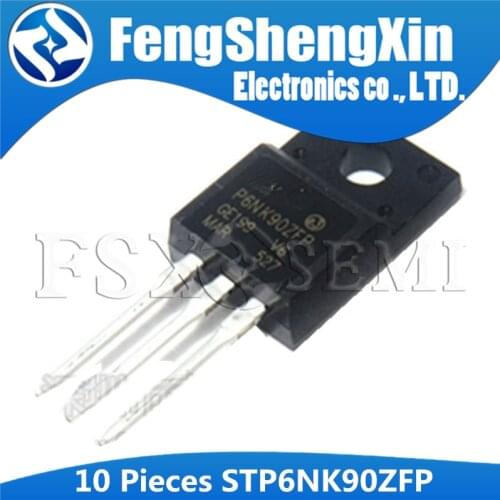 10pcs STP6NK90ZFP TO-220F STP6NK90Z TO-220 P6NK90ZFP STP6NK90 P6NK90 P6NK90Z 6NK90 TO220F N-Channel MOSFET Transistor