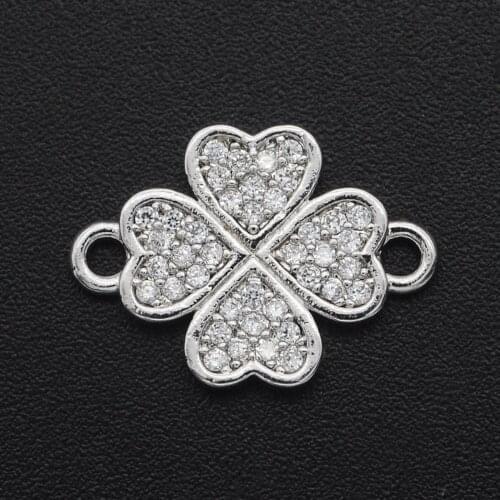 12x16mm 100% CZ Zircon DIY Jewelry Flower Connectors Charm Wholesale OEM Order Accepted Bracelet Making Connector