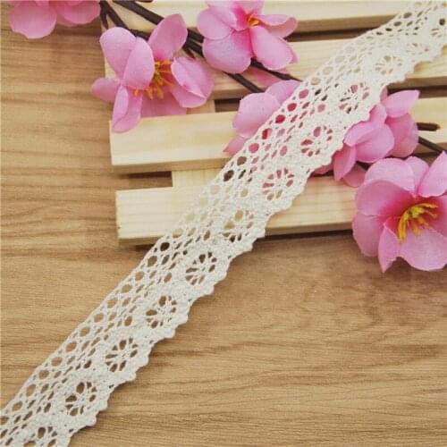 25mm Cotton Lace Trim Ivory Fabric Sewing Accessories Cloth Wedding Dress Decoration Ribbon Craft Supplies 300yards LC013-A