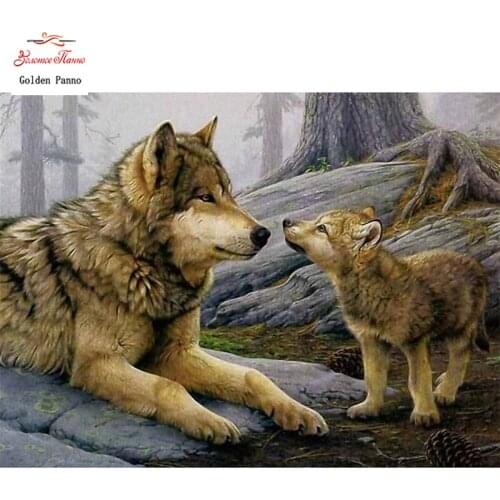 GOLDEN PANNO Diamond Painting Full Square 5D Diy Daimond Embroidery Diamant Mosaic Sale rhinestones pictures Dog family 03