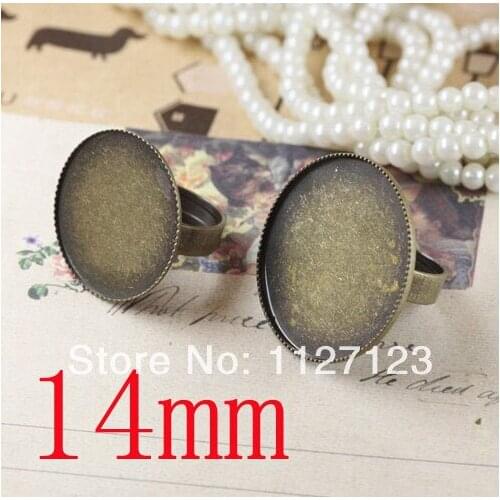 Free shipping!!!!!100Pcs 14MM bezel ring blanks, Bronze tone, wide band ring bases with a sererated setting