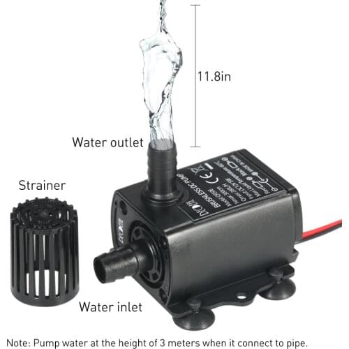 Decdeal Ultra-quiet Mini USB DC5V 4.8W 300L/H Lift 300cm Brushless Water Pump Waterproof Submersible Fountain