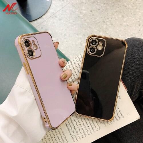 Glossy Pure Color Luxury Plating Case for iPhone 12 Mini 11 12 Pro 11Pro Xs Max iPhone X Xr 10 7 8 Plus SE 2020 Soft TPU Cover
