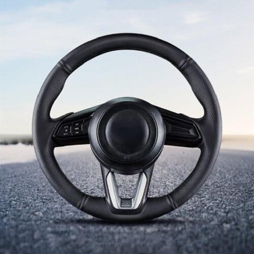 Car Steering Wheel Cover Sewing needle thread leather 15 " For Mazda 3 Axela CX-3 CX3 CX-5 CX5 Accessories car handle cover