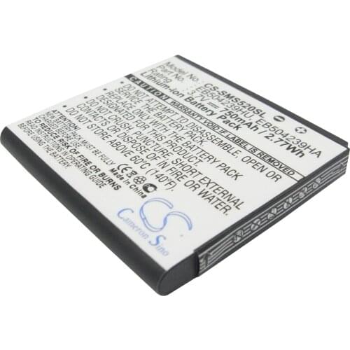 CS 750mAh battery for Samsung GT-S5200,GT-S5200C,S5200,SGH-A187 EB504239HA,EB504239HABSTD,EB504239HU,EB504239HUBSTD