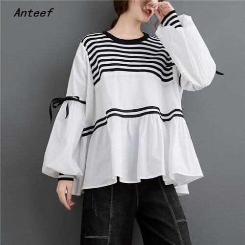 Long sleeve cotton oversized autumn korean fashion tshirt vintage tee t shirt casual loose top women 2021 t-shirts clothes