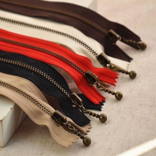 50pc Metal Zippers 30/40cm 3# Close-end Zip Bronze for DIY Sewing Bags Jeans Shoes Clothing Tailor Craft Acessories