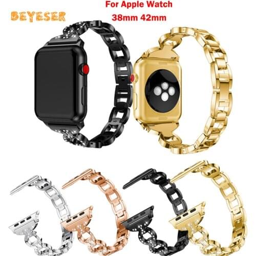 Fashion Luxury Diamond Stainless Wacthband For Apple Watch 38mm/40mm/42mm/44mm Replacement Wristband Women Bracelet Accessories