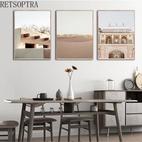 Islamic Camel Desert Landscape Poster Moroccan Arch Painting Wall Art Canvas Print Modern Home Decoration Gift New Fashion