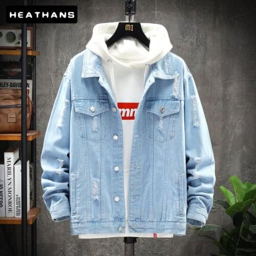 Early Autumn Mens Denim Jacket Spring New Korean Style Jean Jacket Clothes Men Handsome Casual Solid Color Denim Jacket For Male
