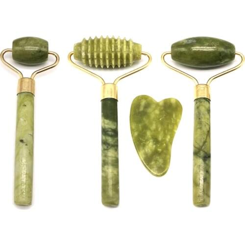 Jade Stone Facial Massage Roller Gouache Scraper Natural Massager For Face Eye Neck Beauty Lifting Body Relax Gua Sha Detox Tool
