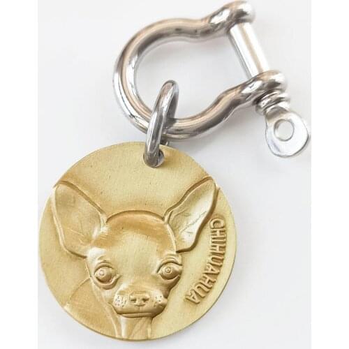 Personalized Brass Dog ID Tag MW009 Single-sided Laser Deep Engraved For Small Medium Large Dogs Birthday Name Phone-Number