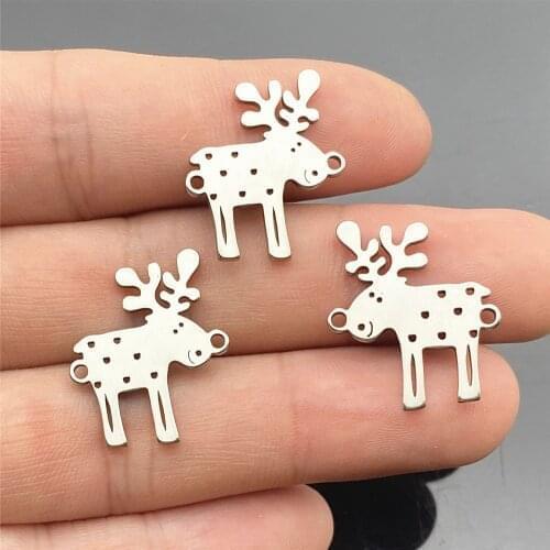 Santa claus pendant Xmas elk Tree Charms Snowflake Connector 5pcs Stainless Steel Fit Jewel Connectors Handmade Diy Jewelry Make