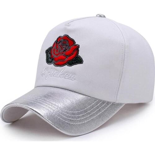 Casual shopping visor fashion cap New ladies hat embroidered sequins rose baseball cap Boutique golf hat