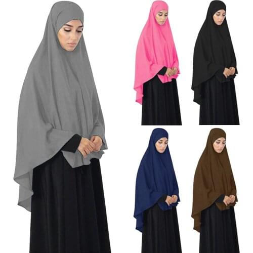 Richkeda Store New 2021 Hooded Muslim Women Hijab Prayer Garment Long Khimar Jilbab Abaya Full Cover Ramadan Gown Abayas