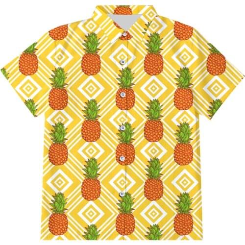 OGKB Button Shirt Men Hot Sale Orange Pineapple 3D Print Fruit Casual Short Sleeve Summer Harajuku Shirts Dropshipping Oversized