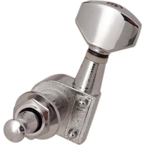 Silver Acoustic Guitar String Tuning Pegs Tuners Sealed Locking Button - 6R