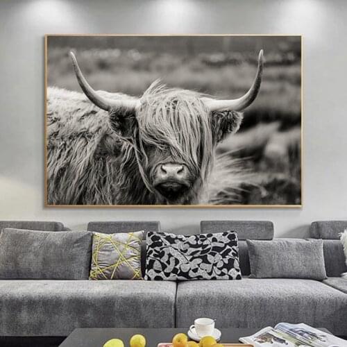 Scottish Highland Catt Cow Yak Animal Poster Wall Art Canvas Paintings Prints Pictures on Canvas Home Decoration Room Decor