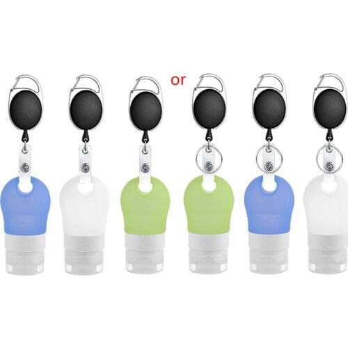 Silicone Refillable Squeezable Hand Sanitizer Empty Bottle with Keychain Carrier