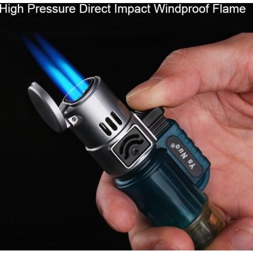 High temperature spray gun lighter single/two/three windproof jet flames gas inflatable cigar lighter torch fire dropshipping