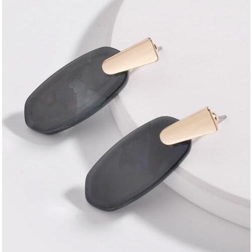 ZWPON 2020 New Fashion Geometric Oval Acrylic Earrings Women Famous Brand Jewelry Gold Mini Black Statement Earrings Wholesale