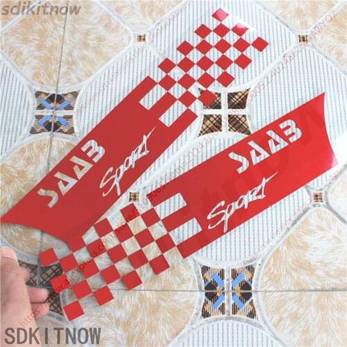 1pair Car Square Sports Decal Front rear Door Sticker Styling Window Door Decoration For saab 9-3 9-5 93 95 900 9000 accessories