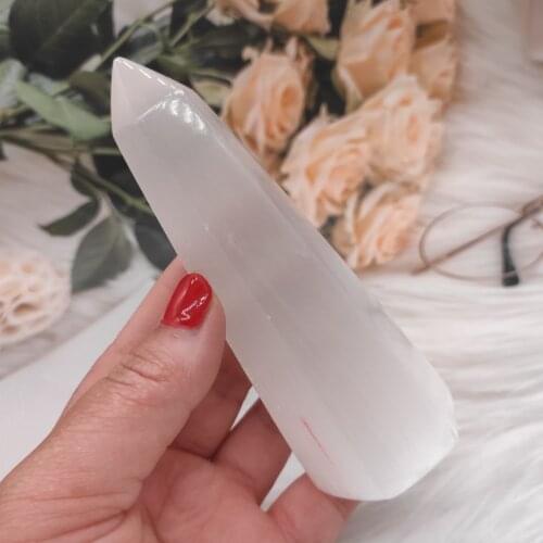 1pcs 10-12cm rock selenite crystal bar quartz Himalayan white stone paste gem hexagonal pillar crystal reiki healing