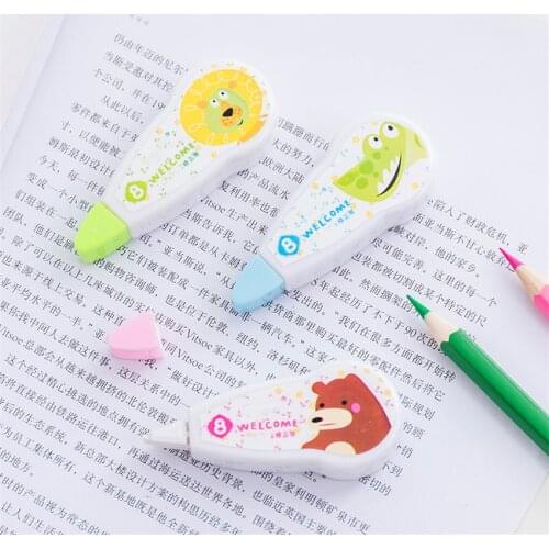 1pc Creative Cartoon Colorful Animal Pattern Correction Tape, Office Supplies Students Gift Pressing-type Corrector Stationery