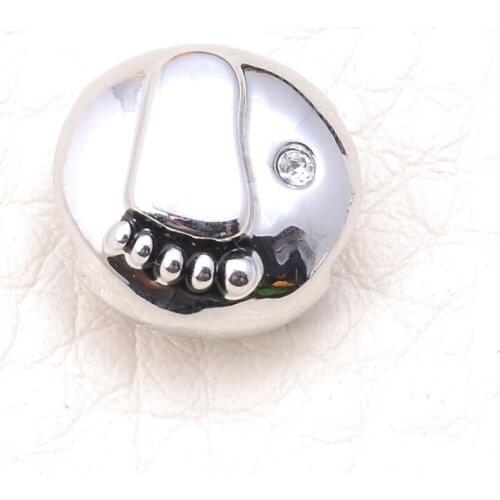 12pcs New silver plated europea vintage crystal footprint beads charms fit bracelets bangles DIY jewelry woman hot selling