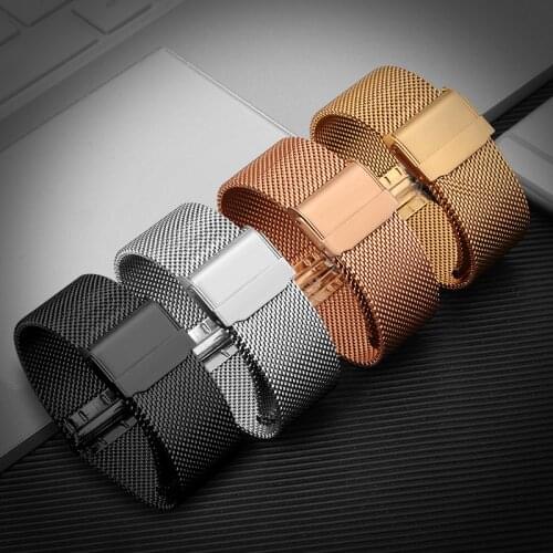 18mm 20mm 22mm Stainless Watch Strap for Samsung Galaxy Watch 46mm 42mm Double Buckle Smart Watchband Wristband