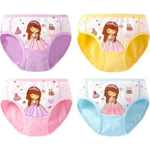 4Pc Cotton Panties Girls Short Briefs Baby Underwear Panties