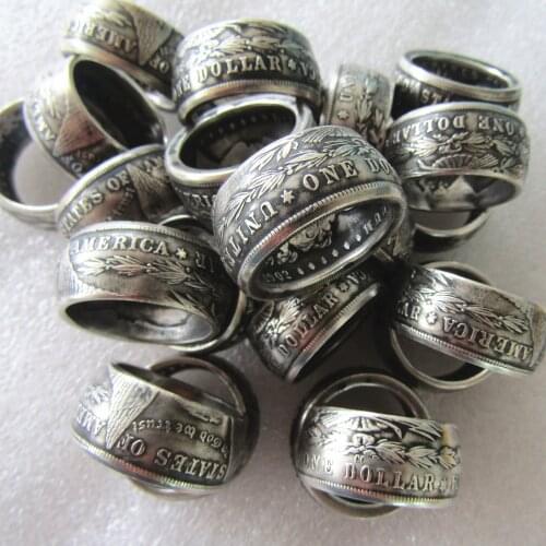 50pcs/Bulk Morgan Silver Dollar Coin Ring 'eagle' Silver Plated Handmade In Sizes 8-16 Bulk Sale Customized Date