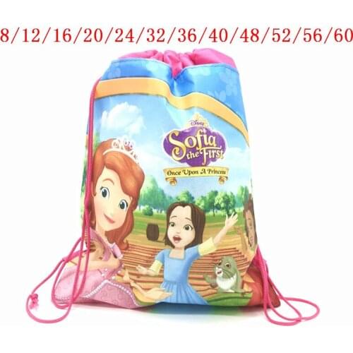 6Pcs/60Pcs High-Quality Disney Sofia the First Drawstring Bags Kids Travel Pouch Storage Clothes Shoes Gift Bags School Backpack
