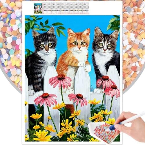 Diamond Painting Cartoon Animal Cat Landscape Embroidery Kit 5D DIY Mosaic Square Round Rhinestone Mural Home Decoration Art
