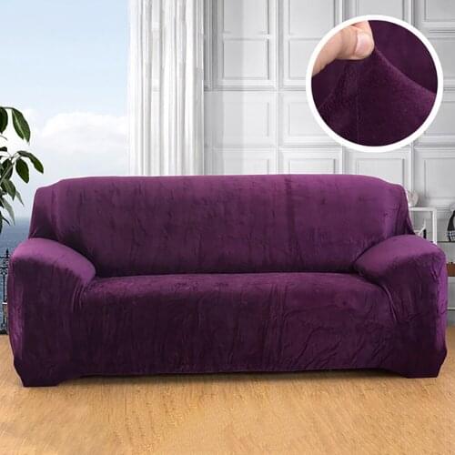 Velvet Armchair Sofa Slipcover Solid Colors Spandex Elastic Loveseat Furniture Protection Non Slip Couch Wrap for Living Room
