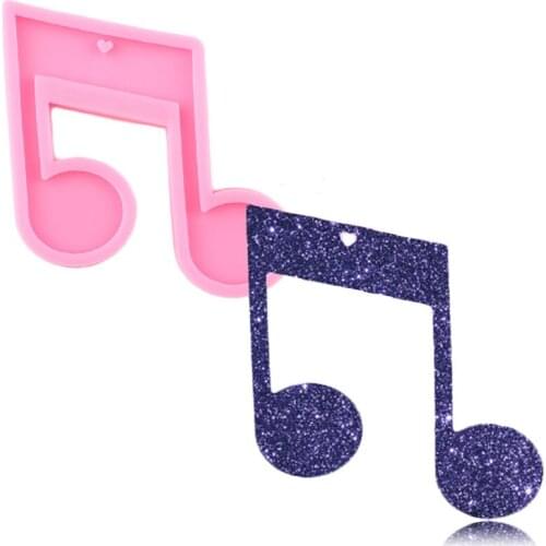 Shiny Glossy Music Notes Silicone Keychain Mold Epoxy Resin Keychains Mould Polymer Clay Pendant Necklace Charms Jewelry Making