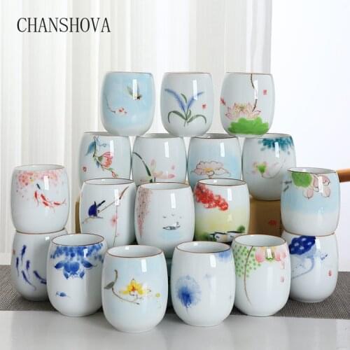 CHANSHOVA 190ml Traditional Chinese Style Multiple Patterns Handpainted Ceramic Teacup China White Porcelain Large Tea Cups H271