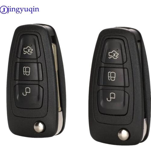 Jingyuqin 10PS 3 Button Folding Flip Car Key Cover Case Shell Case for Ford Focus Fiesta 2013 Fob HU101 Fo21 Blade Case