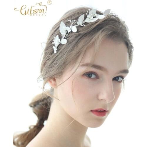 Elegant Leather Leaf Hair Vine Bridal Headband Tiaras Wedding Hair Accessories Headpiece Jewelry
