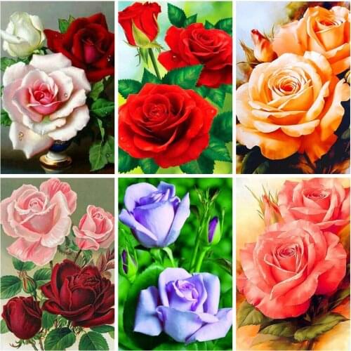 HUACAN 5D DIY Diamond Painting Rose Flower Full Drill Square Home Decoration Embroidery Art Kits Picture
