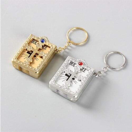 Pocket Edition English Bible Keychain Christianity English Book Key chain Pvc Revolution Leather Bible Keyring A348
