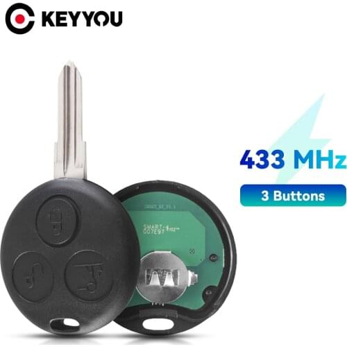 KEYYOU For Benz 3 Buttons Remote Car Key For Mercedes Benz Key Smart Fortwo 450 Forfour Roadster Chiave 433MHz Key Fob Blade